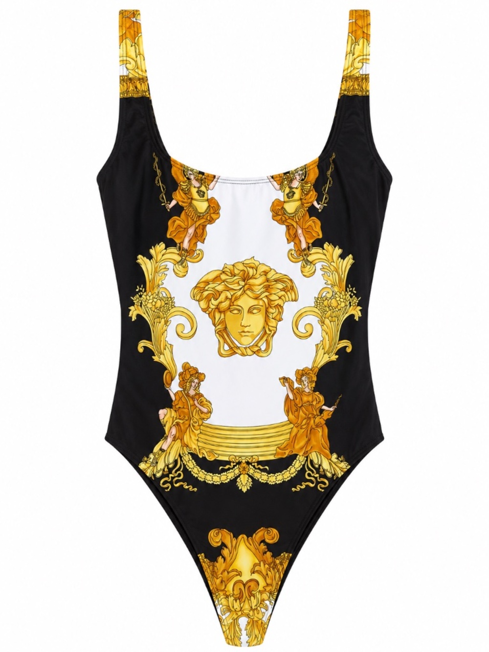 Gianni Versace One Piece Swimsuit Size 2 US S 4-6 Black Gold Medusa Baroque
